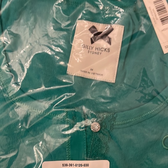 Gilly hicks long sleeves Henley SOFT button up scoop neck lace tee top medium - Picture 3 of 6